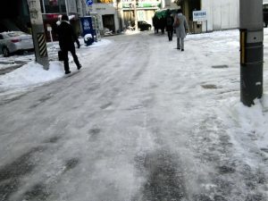 凍った道路